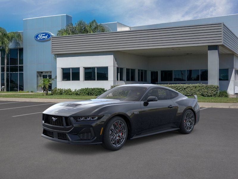 2025 Ford Mustang GT Premium in Shadow Black — front three-quarter view