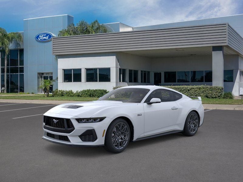 2025 Ford Mustang GT Premium in Oxford White — front three-quarter view