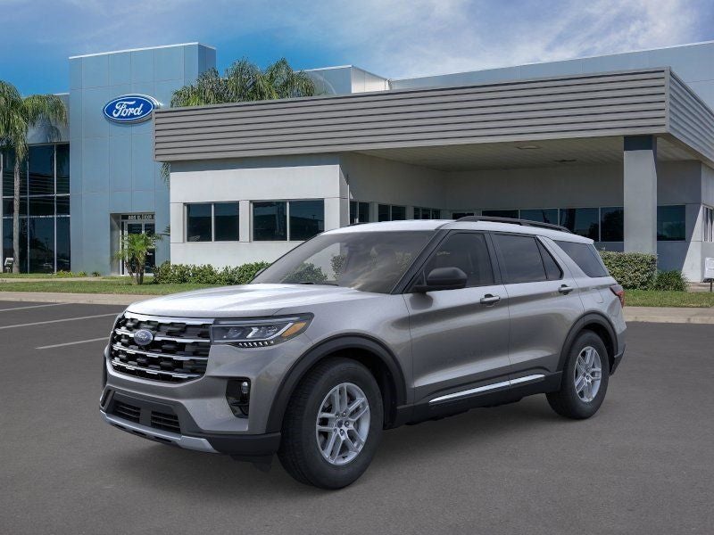 2025 Ford Explorer Active in Gray Metallic — front three-quarter view