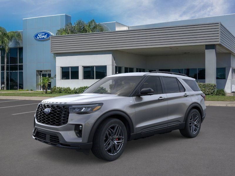2026 Ford Explorer ST-Line in Gray Metallic — front three-quarter view