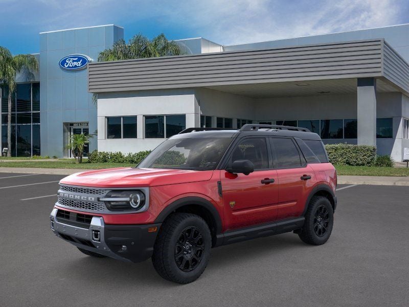 2026 Ford Bronco Sport Badlands in Ruby Red Metallic — front three-quarter view