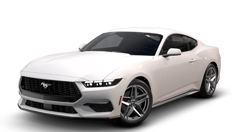 2026 Ford Mustang EcoBoost Fastback in Oxford White — front three-quarter view