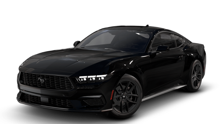 2026 Ford Mustang EcoBoost Fastback in Shadow Black — front three-quarter view