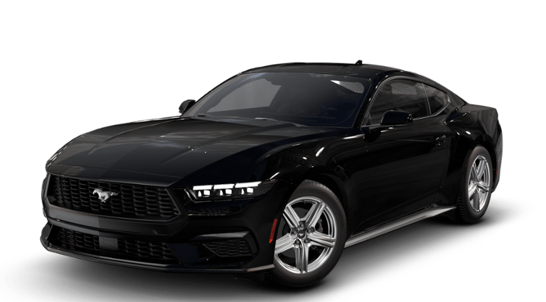 2026 Ford Mustang EcoBoost Fastback in Shadow Black — front three-quarter view