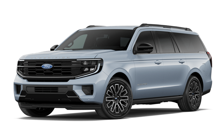 2027 Ford Expedition MAX Platinum in Glacier Gray Metallic Tri-Coat — front three-quarter view
