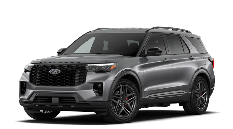 2026 Ford Explorer ST-Line in Carbonized Gray Metallic — front three-quarter view