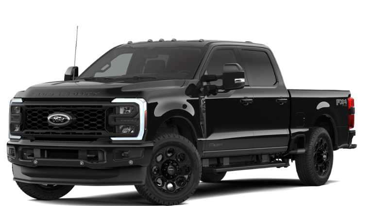 2026 Ford Super Duty F-250 Lariat in Agate Black Metallic — front three-quarter view