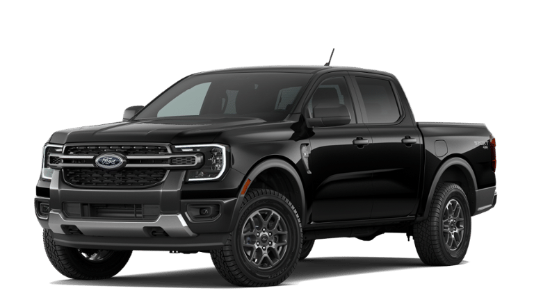 2026 Ford Ranger XLT in Shadow Black — front three-quarter view
