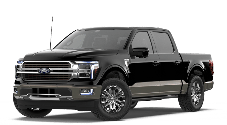 2026 Ford F-150 King Ranch in Agate Black Metallic — front three-quarter view