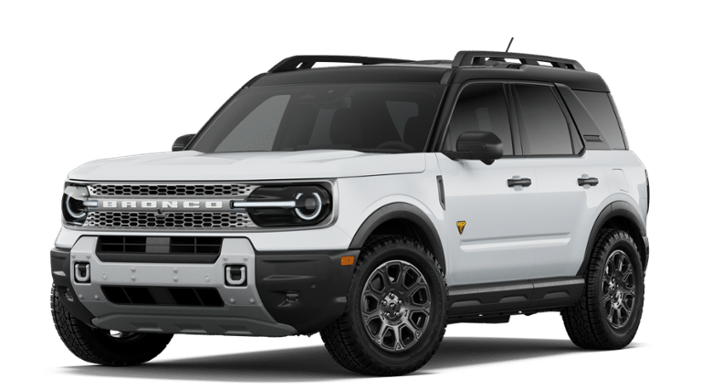 2026 Ford Bronco Sport Badlands in Oxford White — front three-quarter view