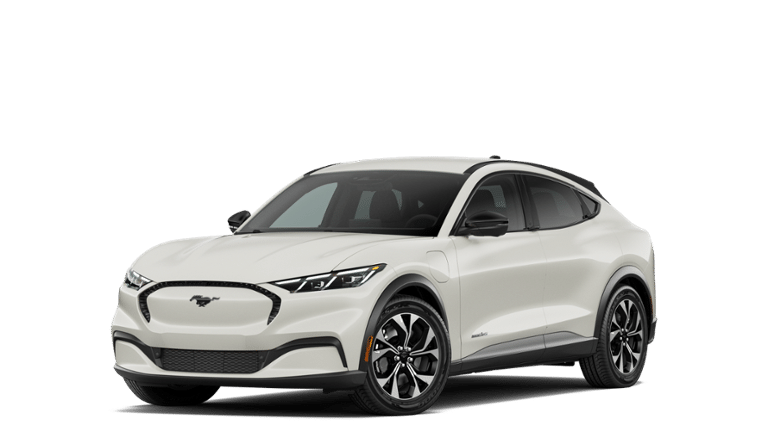 2026 Ford Mustang Mach-E Select in Star White Metallic Tri-Coat — front three-quarter view