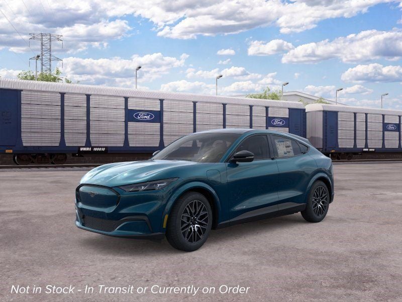 2026 Ford Mustang Mach-E Premium in Adriatic Blue Metallic — front three-quarter view